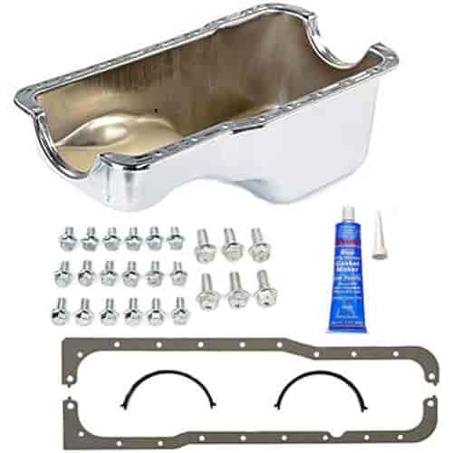 Chrome Oil Pan Kit for Small Block Ford 221-302 Includes: Oil Pan, Gasket, Bolts, & RTV
