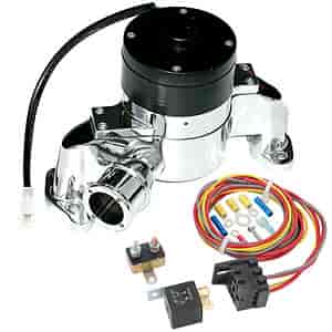Electric Water Pump Kit Includes: Chrome Small Block Chevy Electric Water Pump, Harness & Relay Kit