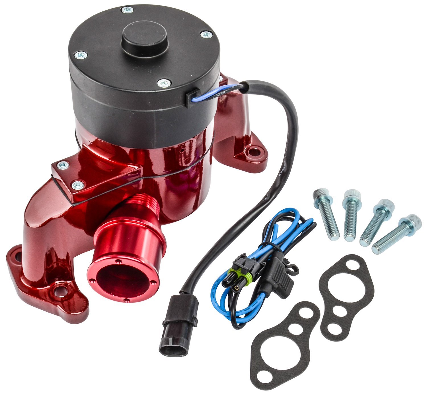 Electric Water Pump Small Block Chevy in Red Epoxy Powder Coated Finish