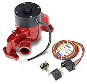 Electric Water Pump Kit Includes: Red Small Block Chevy Electric Water Pump, Harness & Relay Kit