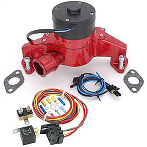 Electric Water Pump Kit Includes: Red Big Block Chevy Electric Water Pump, Harness & Relay Kit