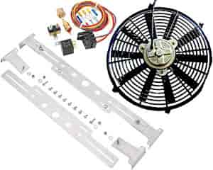 Universal Electric Fan Kit Includes: 14" Fan, Billet Mounting Bracket, & 185 Degree Thermostat Fan Relay