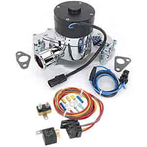 Electric Water Pump Kit Includes: Chrome Small Block Ford Electric Water Pump, Harness & Relay Kit