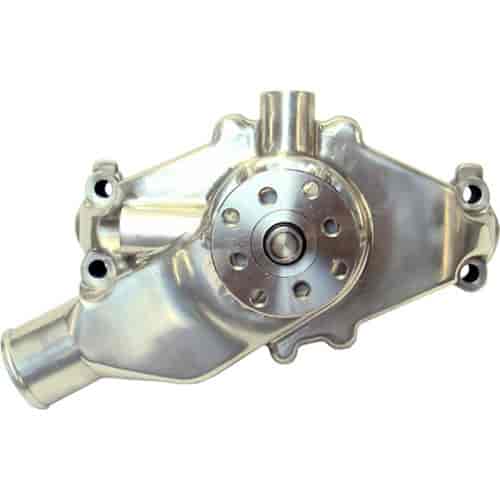 High-Flow Aluminum Short Water Pump for Small Block Chevy in Polished Finish
