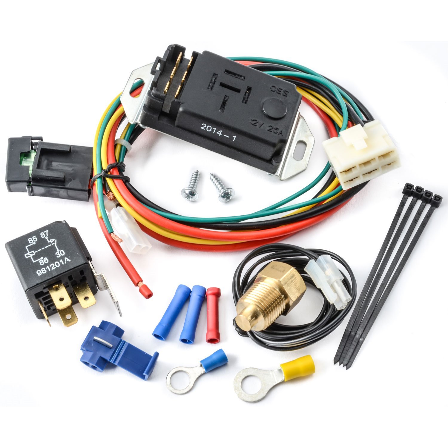 Adjustable Electric Fan Controller Kit with Thread-In Temperature Probe Adjustable 150-240 Degrees F