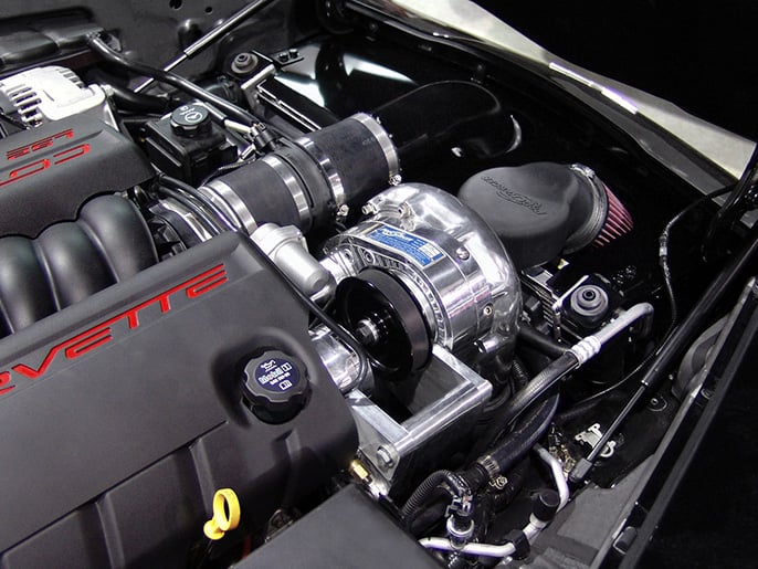 High-Output Intercooled Supercharger System P-1SC-1 2005-2007 Chevy Corvette C6 LS2 [Black Finish]