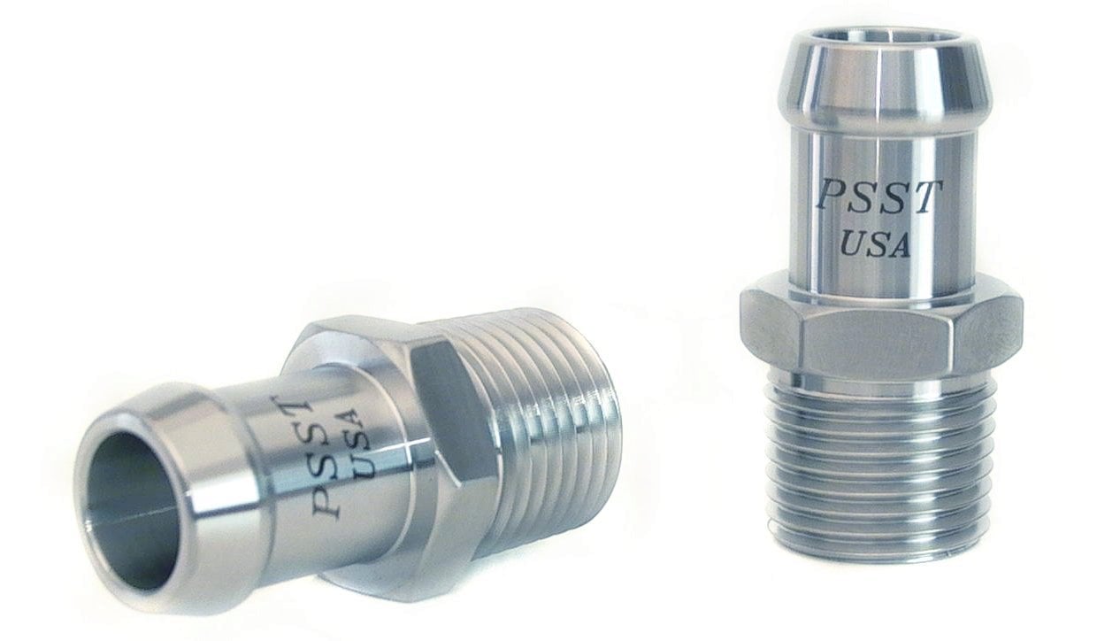 Heater Hose Fitting, Straight, 1/2 in. NPT x 5/8 in. Hose Barb, 1 3/4 in. Length [Natural Finish]