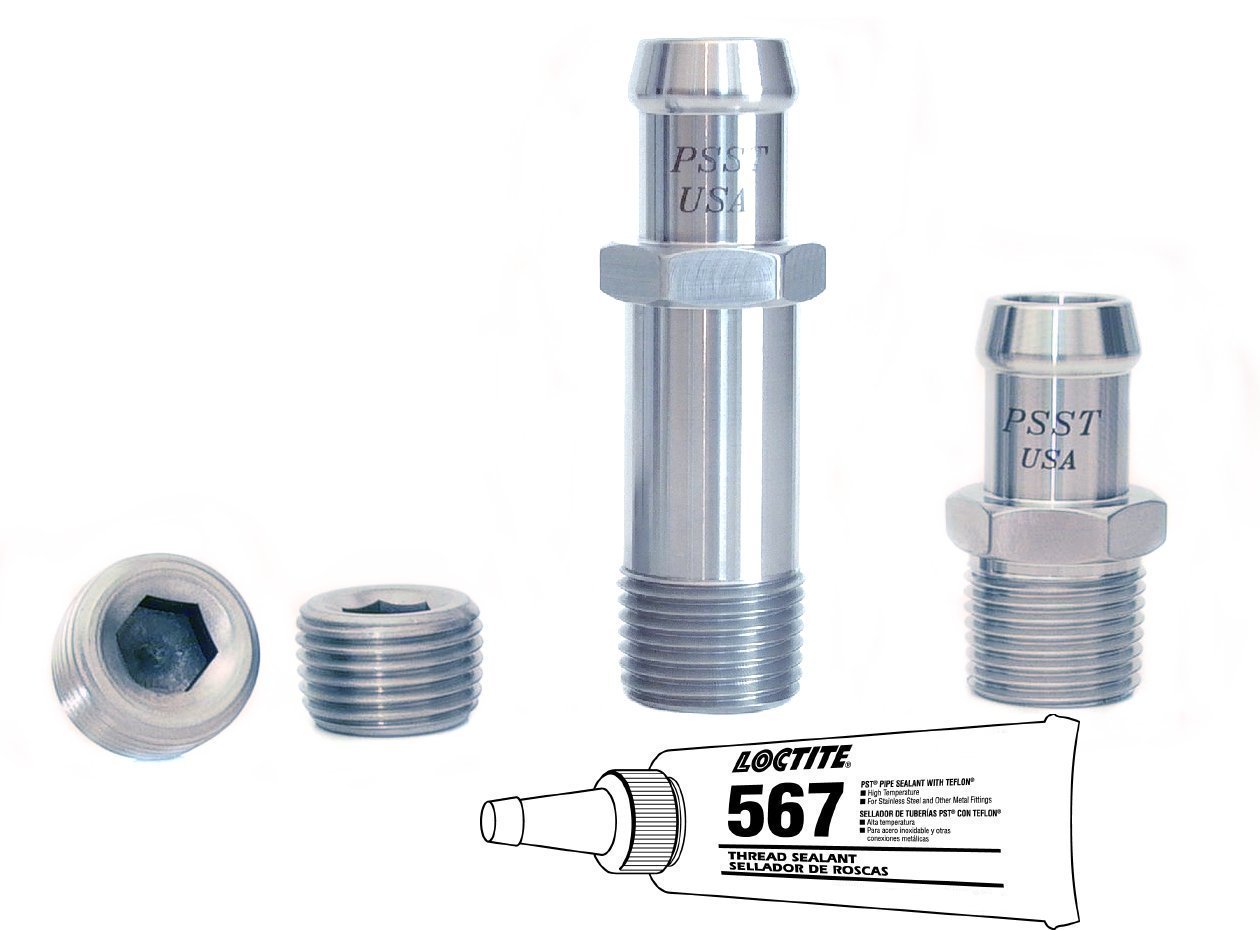 Koolkitz Fitting Kit Includes: (2) 1/2 in. NPT x 5/8 in. Hose Barb Fittings, (2) 1/2 in. NPT Plug Fittings [Natural Finish]