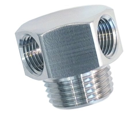 Double-Port Fuel/Vacuum Fitting, 1/8 in. Ports, 3/8 in. NPT, 7/8 in. Length [Natural Finish]
