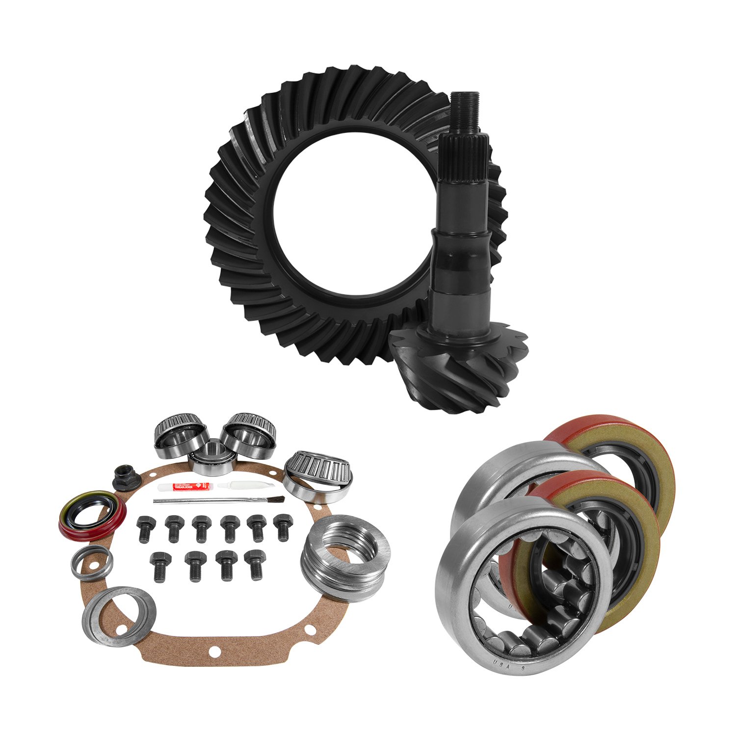 USA Standard 10670 8.8 in. Ford 3.27 Rear Ring & Pinion Install Kit, 2.25 in. Od Axle Bearings & Seals