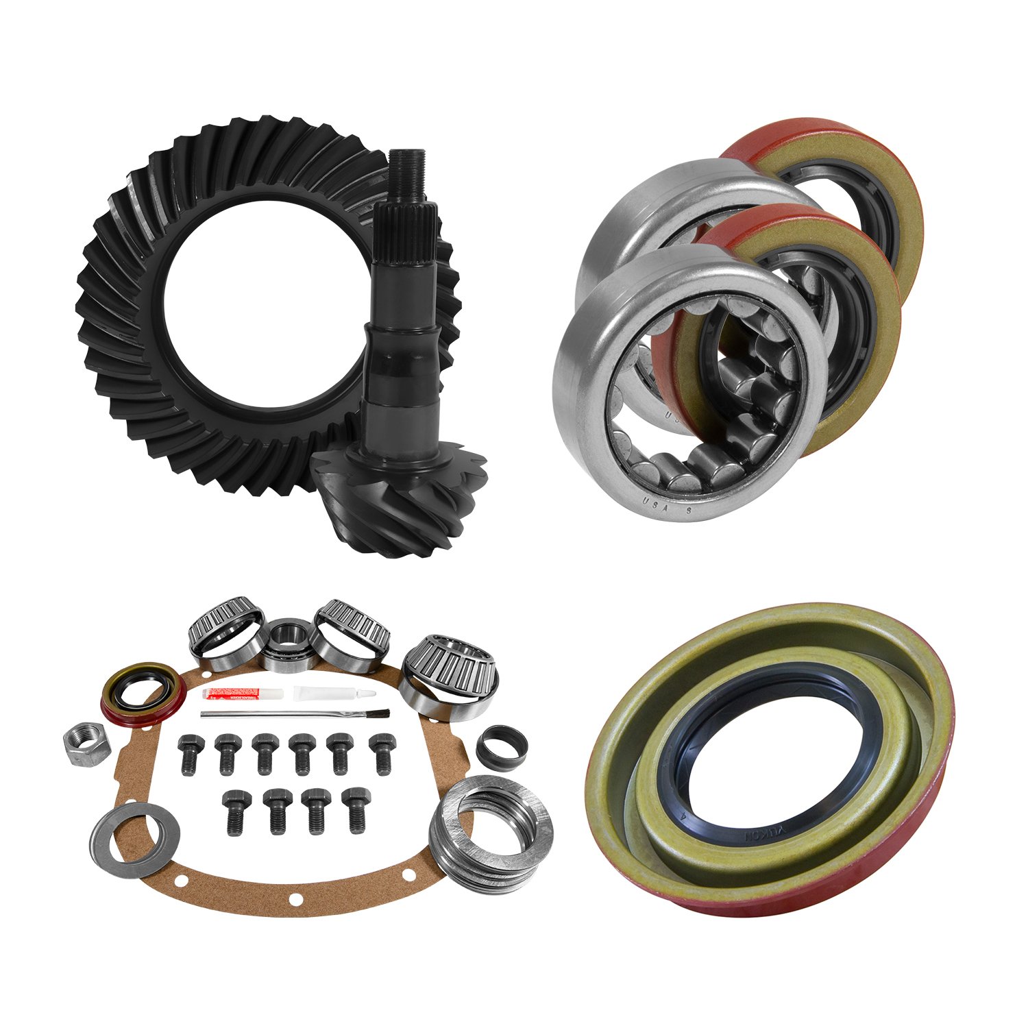 USA Standard 10694 7.5 in./7.625 in. GM 4.11 Rear Ring & Pinion Install Kit, 2.25 in. Od Axle Bearings