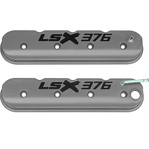 Tall LS Valve Covers with LSX376 Logo in Gray Powder Coated Finish