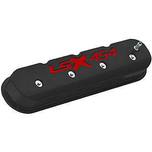 Tall LS Valve Covers with LSX454 Logo in Black Powder Coated Finish