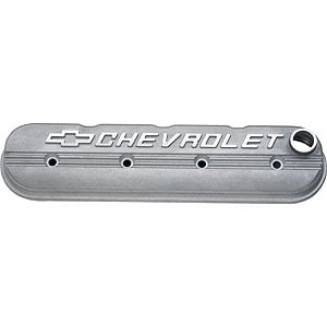 Tall LS Valve Cover with Chevrolet Logo in Natural Cast Finish