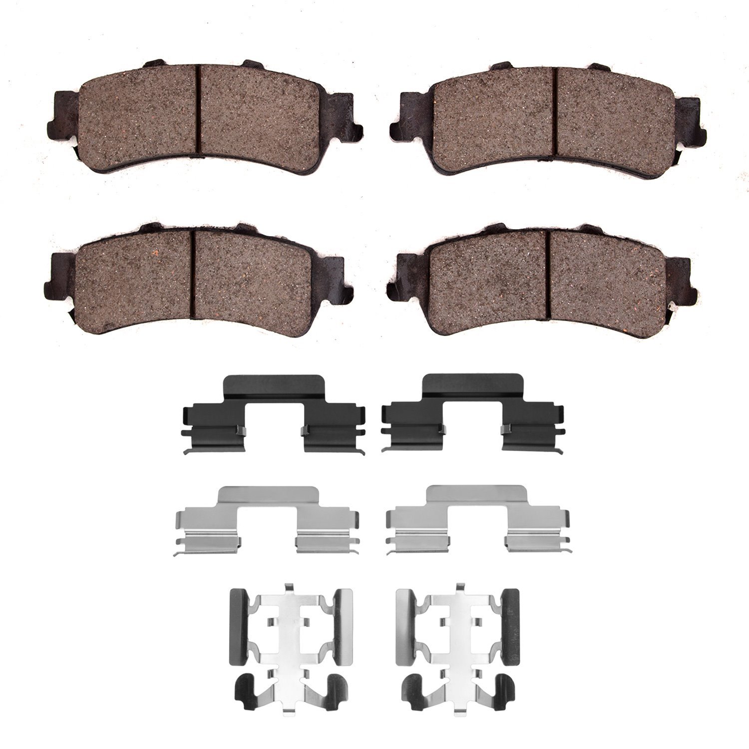 Semi-Metallic Brake Pads & Hardware Kit, 2003-2007 GM, Position: Rear