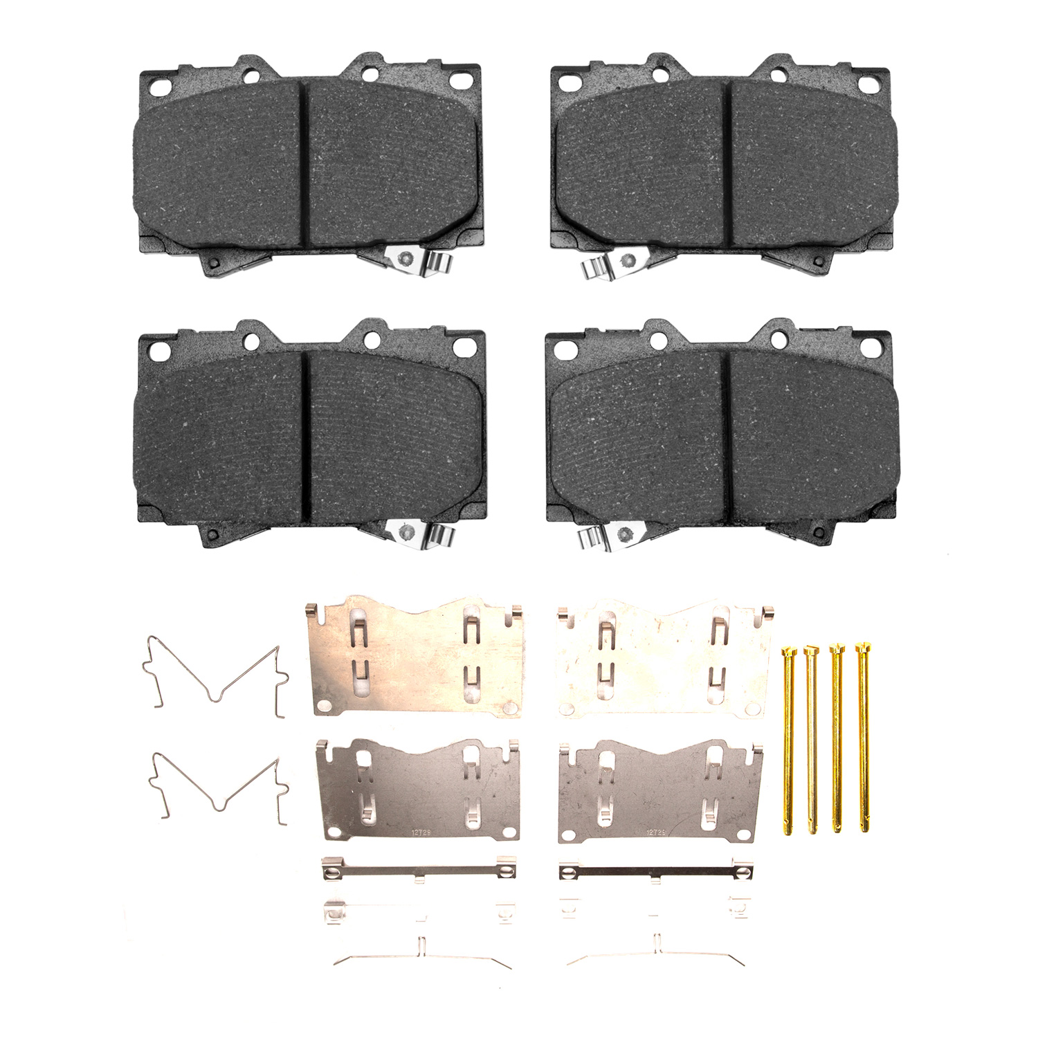 Optimum OE Brake Pads & Hardware Kit, 1998-2007 Lexus/Toyota/Scion, Position: Front