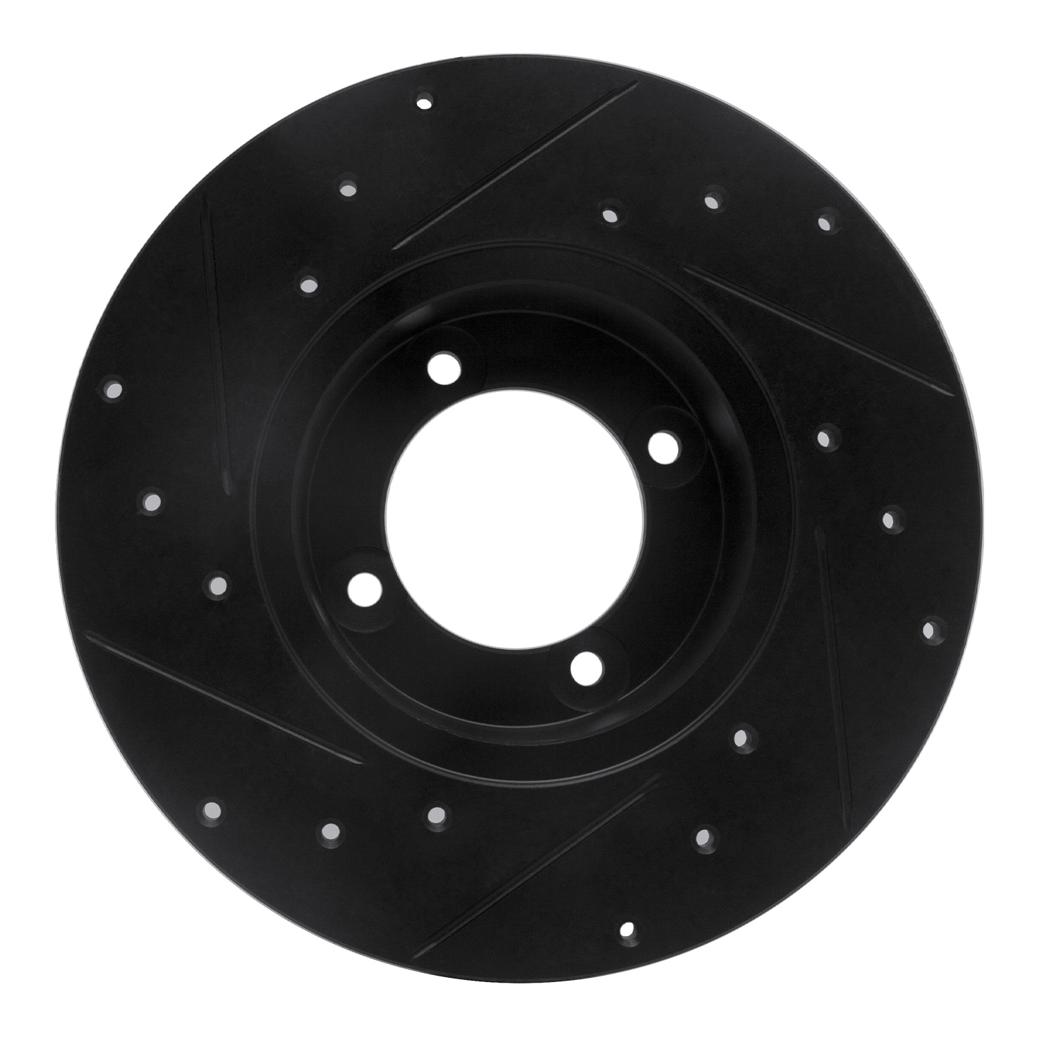 E-Line Drilled & Slotted Black Brake Rotor, 1970-1973 Infiniti/Nissan, Position: Front Right