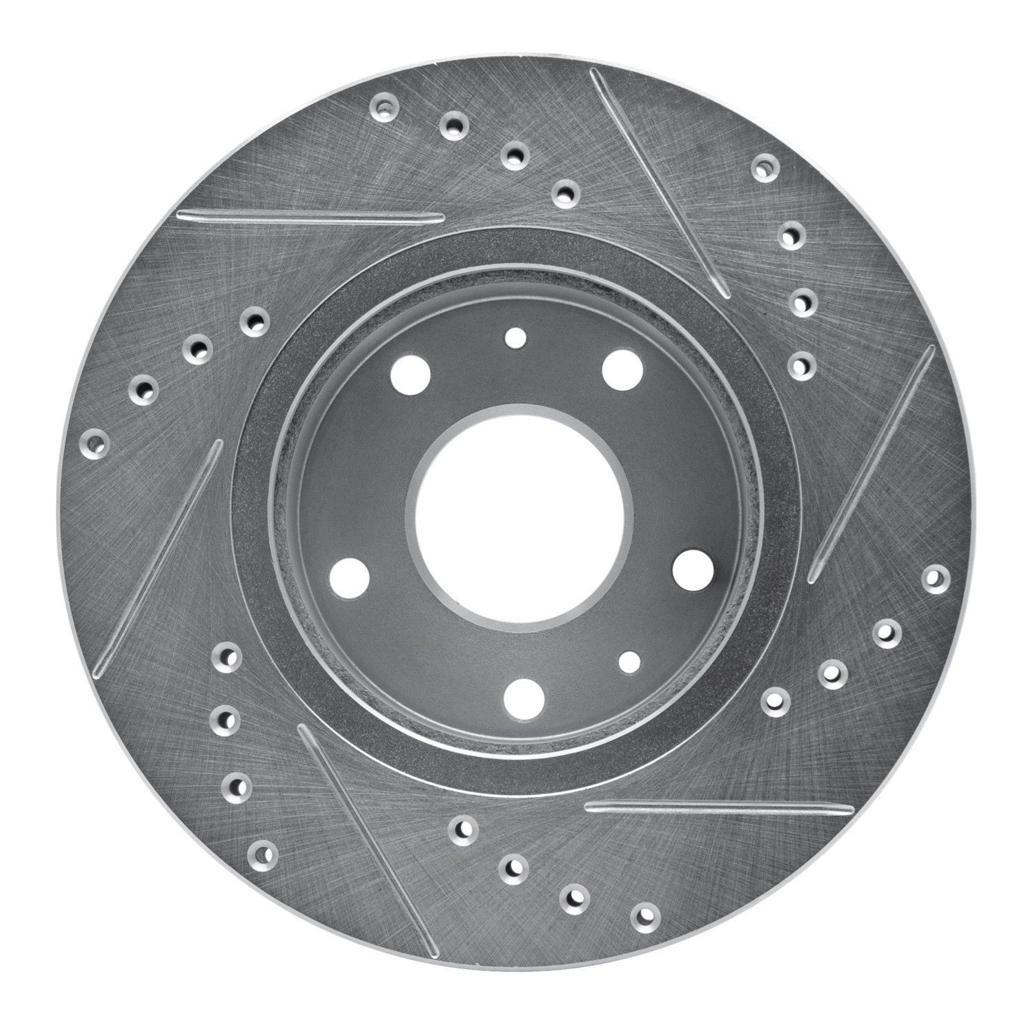 E-Line Drilled & Slotted Silver Brake Rotor, 2002-2005 Land Rover, Position: Front Left