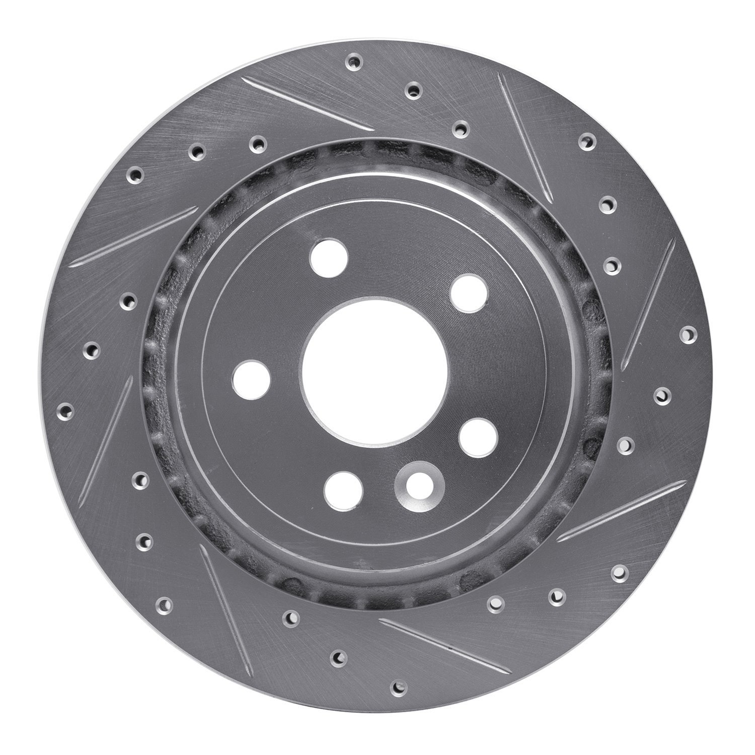 E-Line Drilled & Slotted Silver Brake Rotor, 2007-2015 Volvo, Position: Rear Right