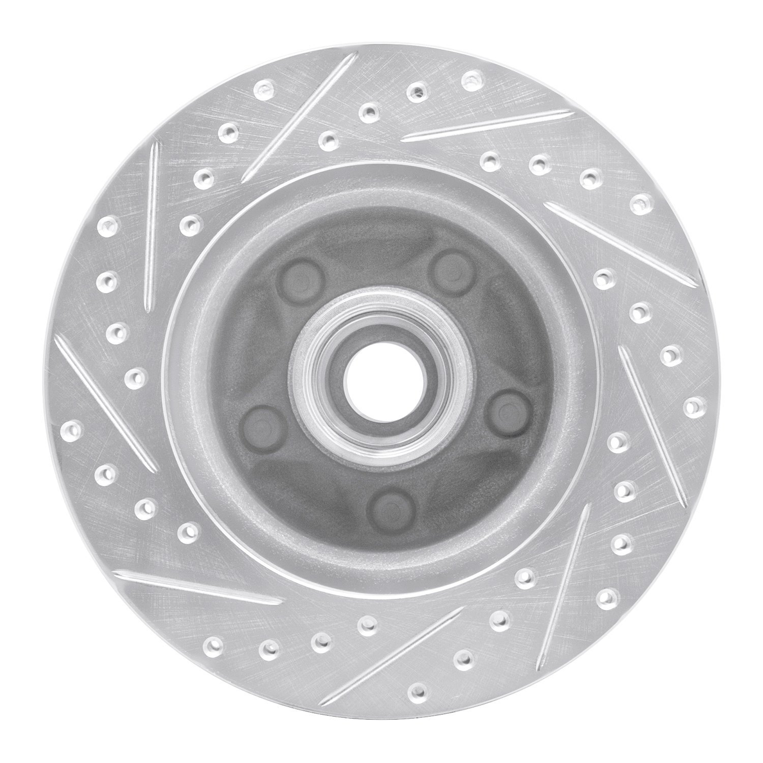 E-Line Drilled & Slotted Silver Brake Rotor, 1986-1992 Mopar, Position: Front Right