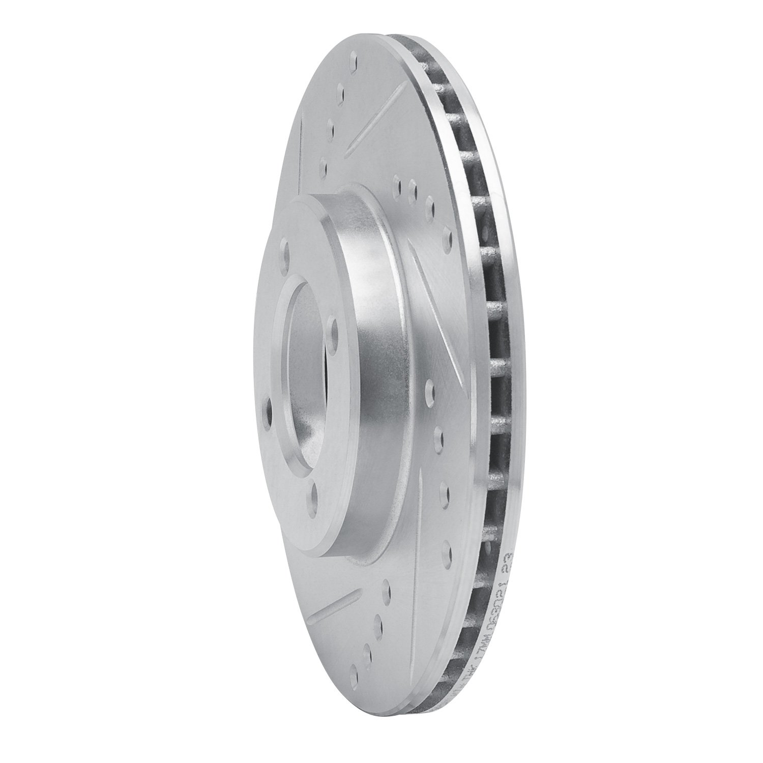 E-Line Drilled & Slotted Silver Brake Rotor, 1984-1987 Lexus/Toyota/Scion, Position: Front Left