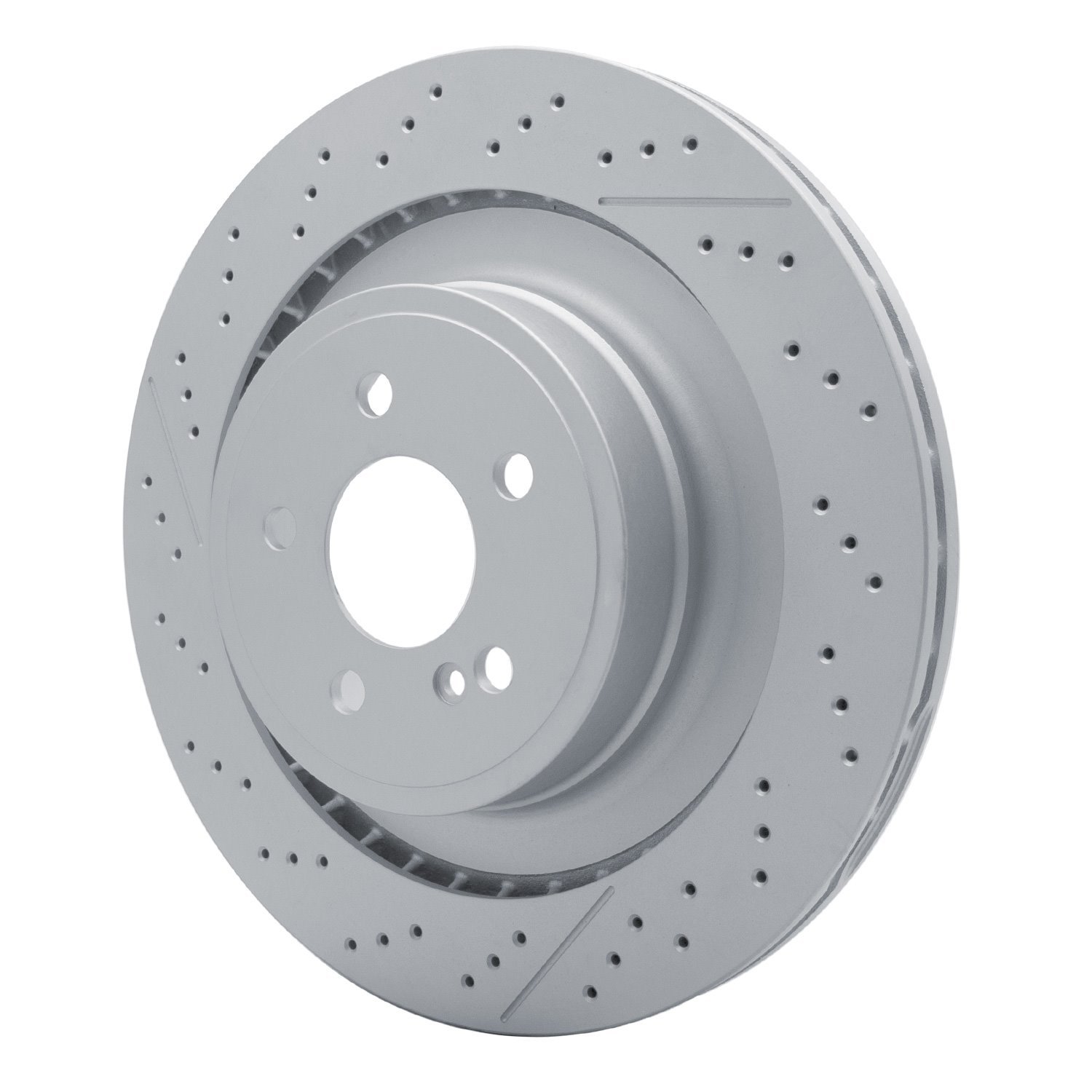 Hi-Carbon Alloy Geomet-Coated Drilled & Slotted Rotor, 2010-2018 Mercedes-Benz, Position: Rear