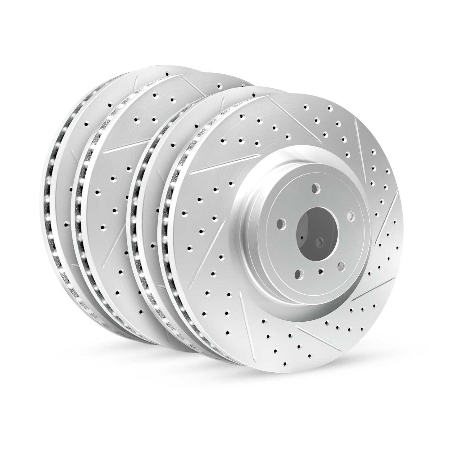 GEO-Carbon Drilled & Slotted Brake Rotor Set, Fits Select Mercedes-Benz, Position: Front & Rear