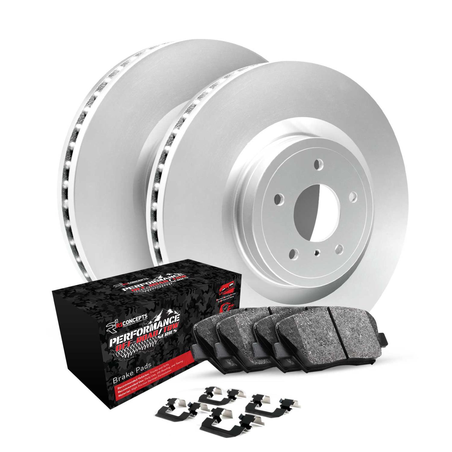 GEO-Carbon Brake Rotor Set w/Ceramic Pads & Hardware, 1995-2002 Ford/Lincoln/Mercury/Mazda, Position: Front