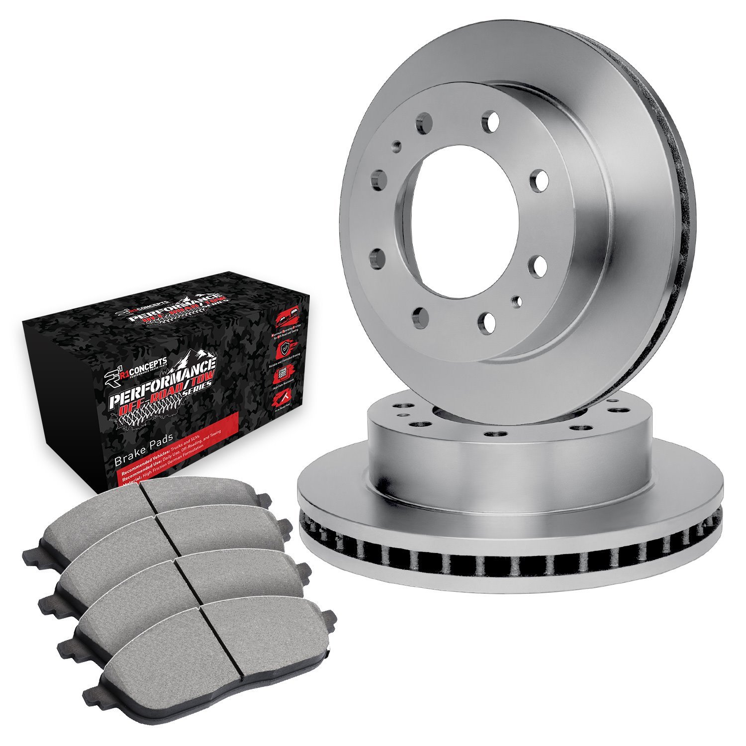 E-Line Blank Brake Rotor Set w/Performance Off-Road/Tow Pads, 2005-2012 Ford/Lincoln/Mercury/Mazda, Position: Front