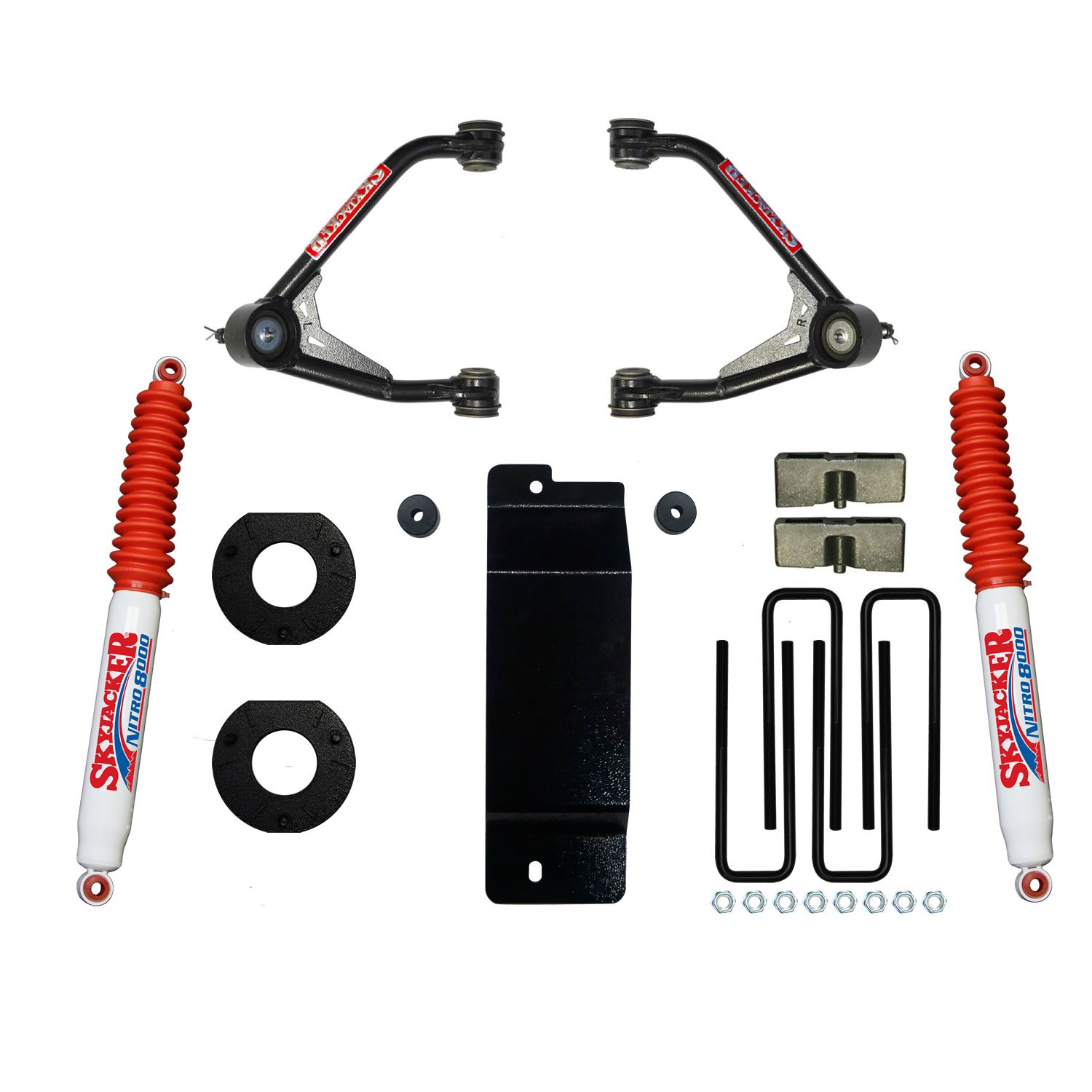 3.500-4.000 In. Upper Control Arm Lift Kit with Rear Shock Brackets for 2015-2016 GM SUV