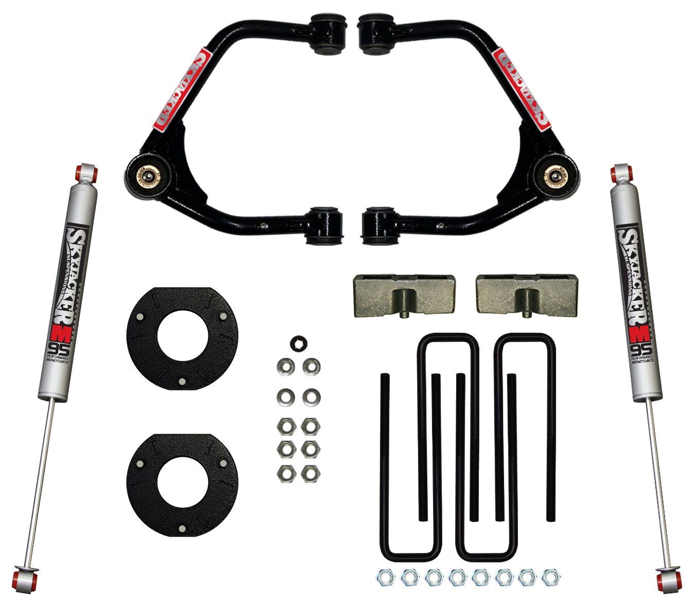 Upper Control Arm Lift Kit fits Select GM Silverado/Sierra 1500 4WD Models, 3.500 in. Lift Height [M95 Monotube Rear Shocks]