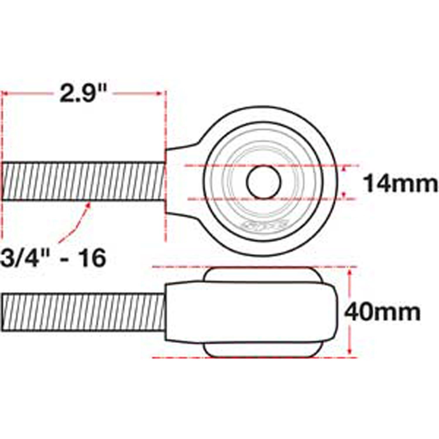 xAxis Rod End Ball Joint 3/4"-16 Thread