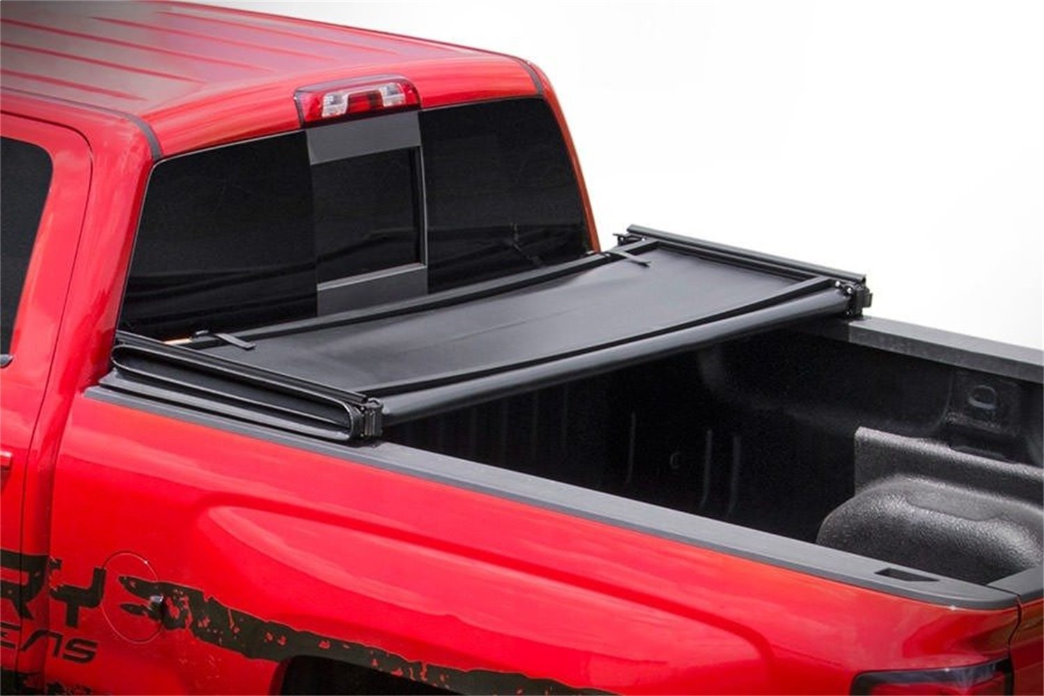 41215500 Soft Tri-Fold Tonneau Bed Cover; Black; Vinyl; w/o Cargo Management System;