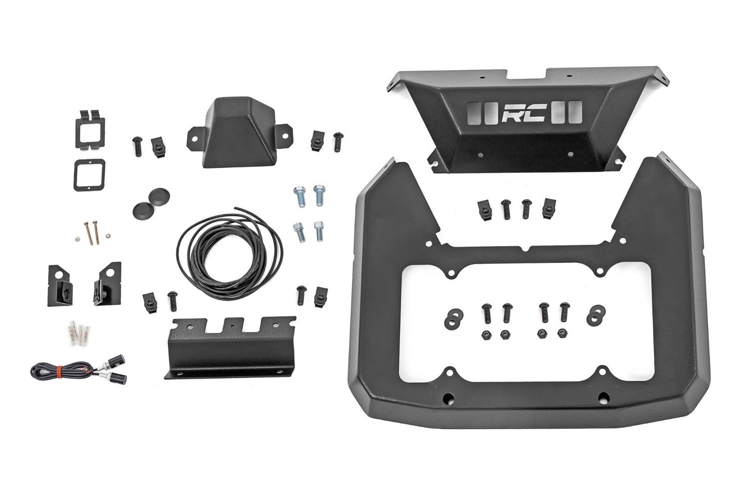 51125 Spare Tire Delete Kit; Rear; Relocates License Plate; Laser Cut; Durable Powder Coat Finish; Mounting Hardware; Retains Ba