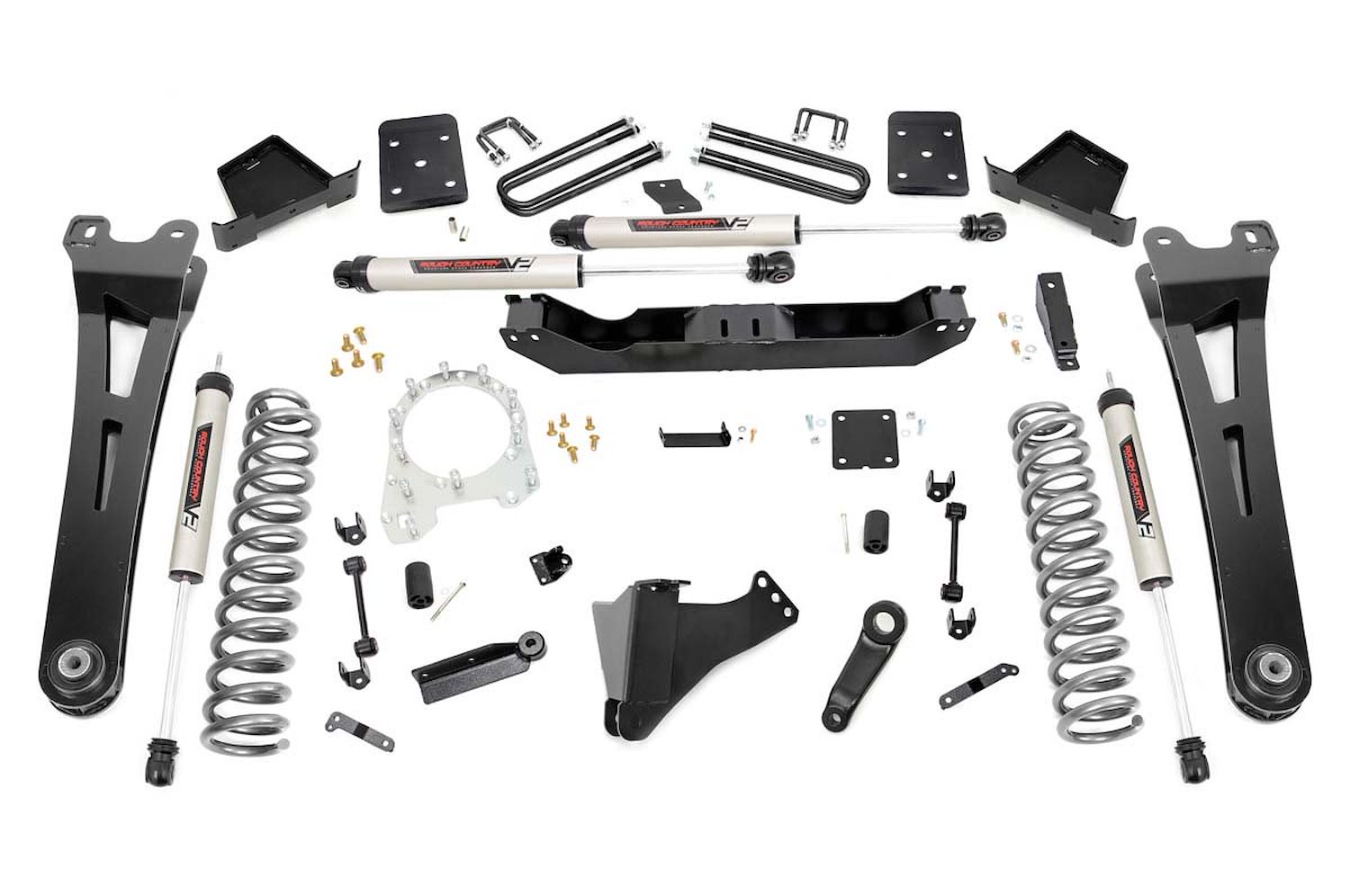 55670 6in Ford Susp Lift Kit w/Radius Arms & V2 Monotube (17-19 F-250/350 4WD, Diesel)