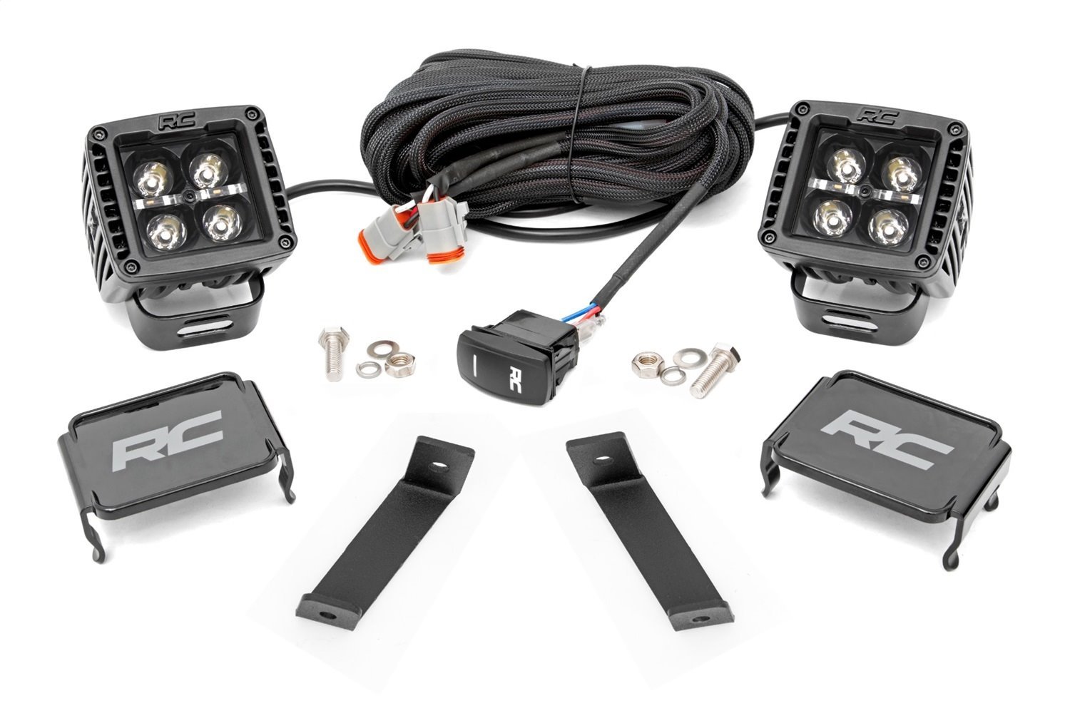 70080 LED Lower Windshield Ditch Kit; 2 in.; Black Series w/White DRL;