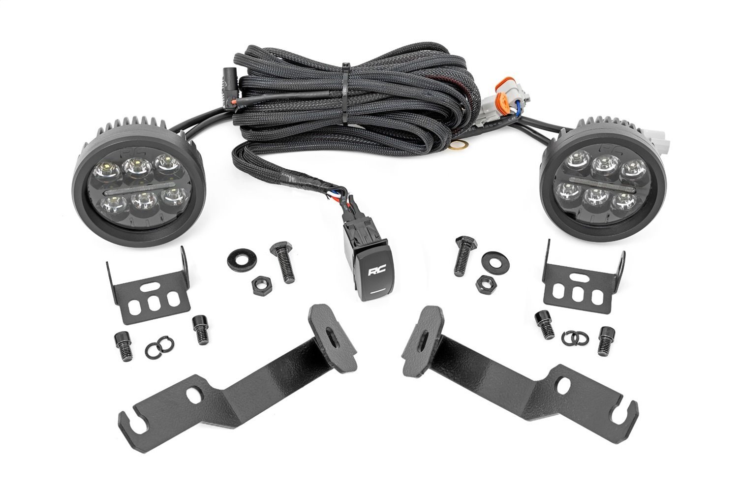 71092 LED Lower Windshield Ditch Kit; 3.5 in. Round; w/Amber DRL; Low Profile;