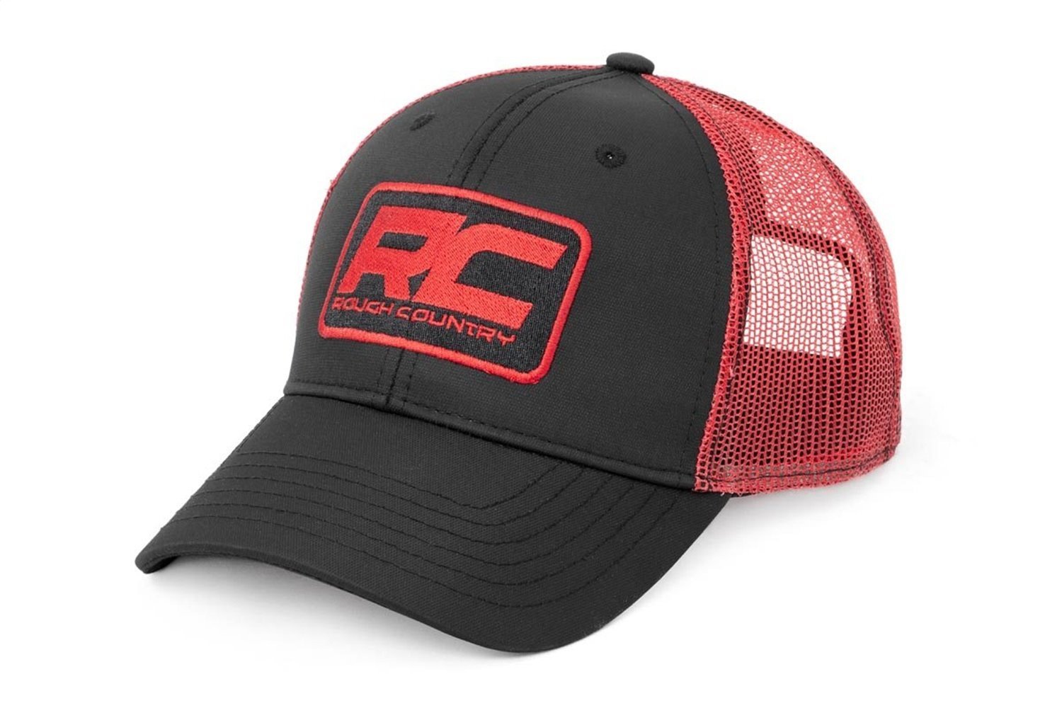 84124 Rough Country Mesh Hat - Black and Red
