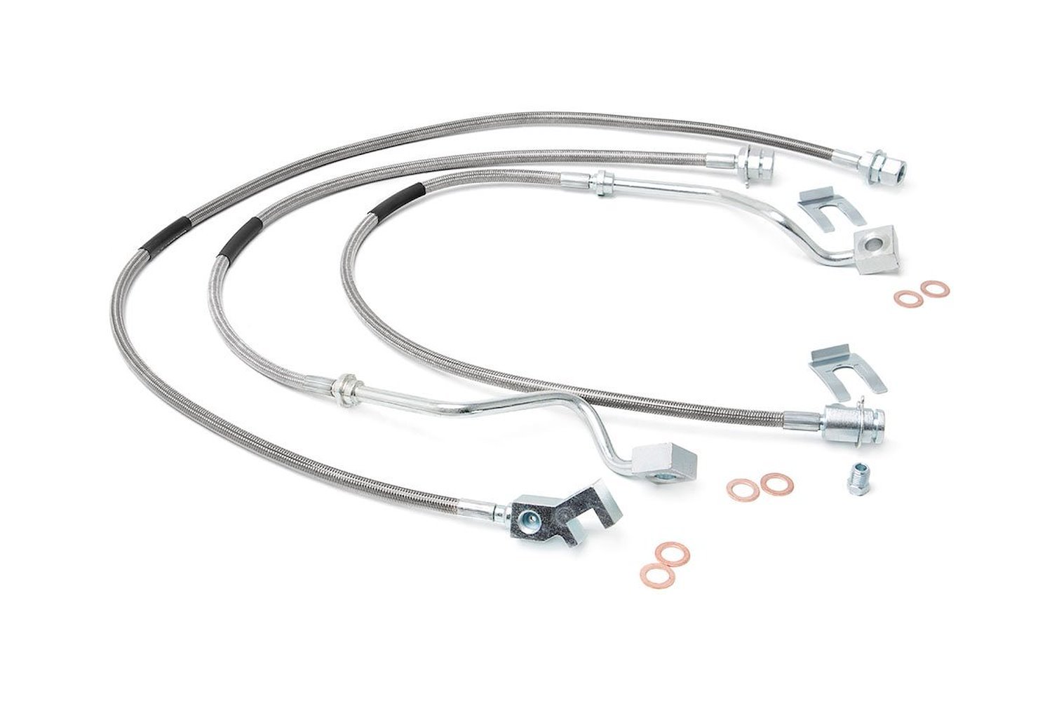 89717 Ford Front and Rear Stainless Steel Brake Lines, 4-8in Lifts (99-04 F250/350)