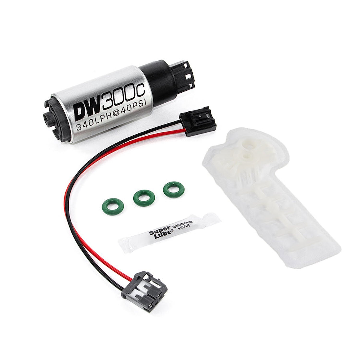93071010 DW300C Series 340lph Compact Fuel Pump (in-tank) without mounting clips w/ Install Kit