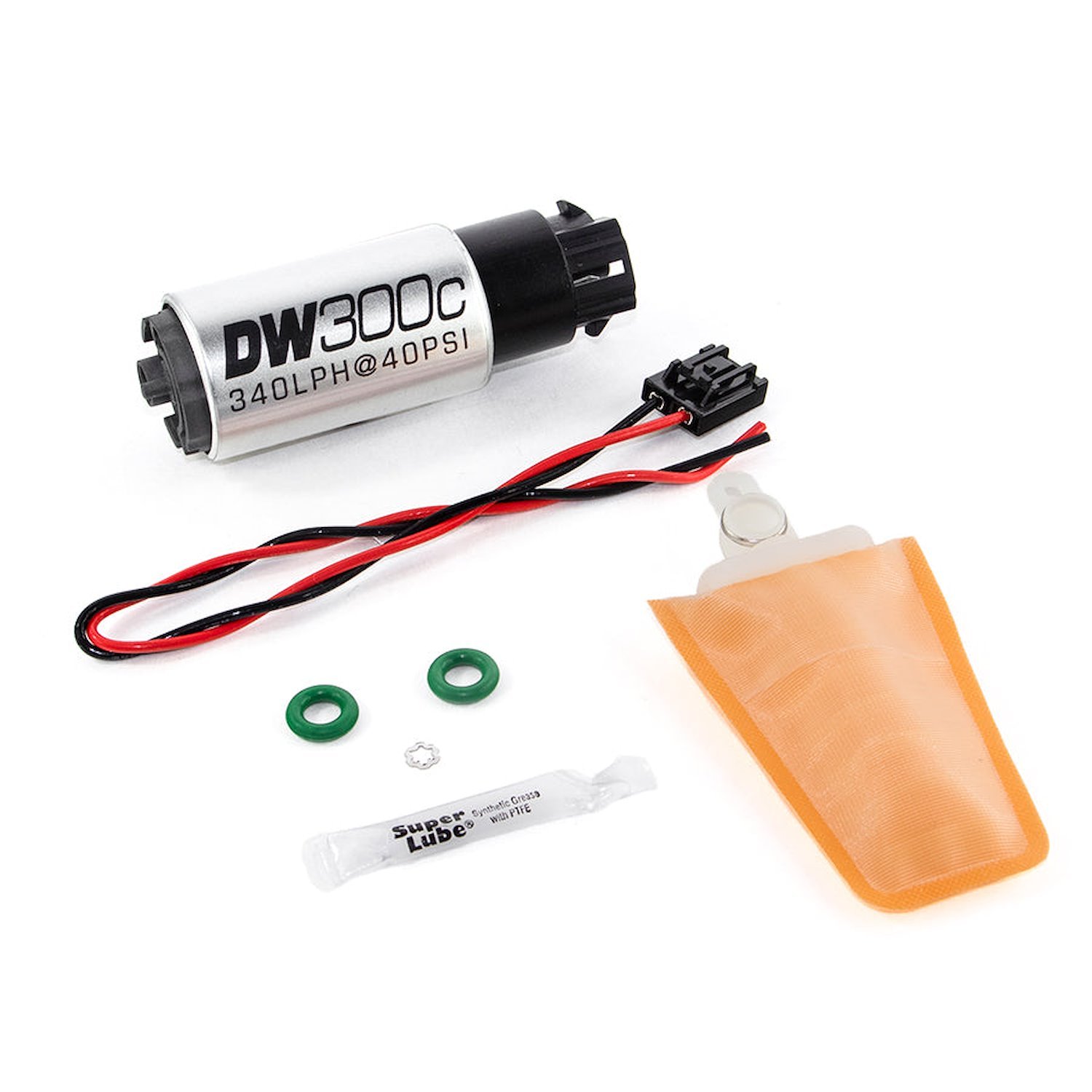93091006 DW300C Series 340lph Compact Fuel Pump w/ mounting clips w /Install Kit