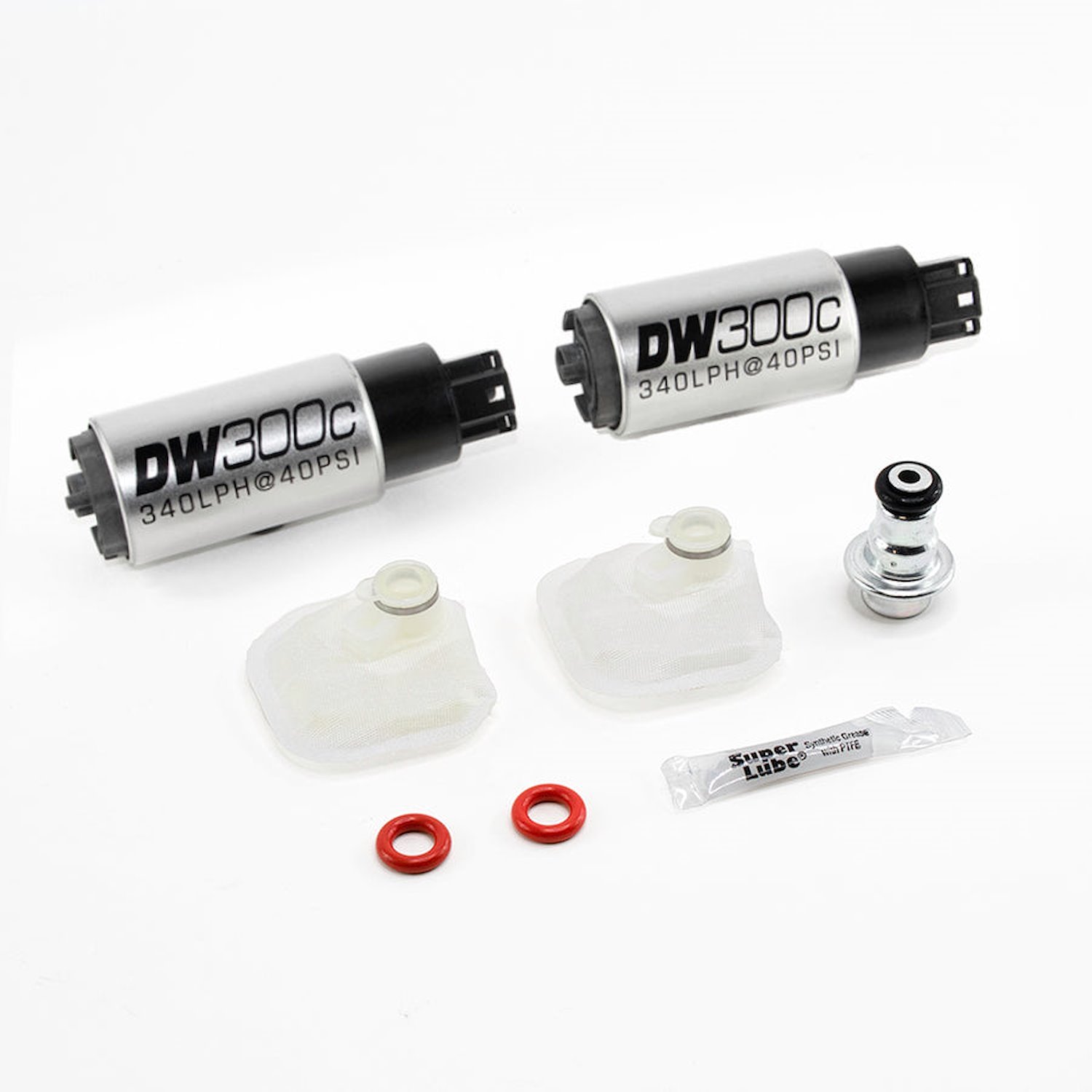 93091039 DW300c series Two 340lph compact in-tank fuel pumps w/ mounting clips w/ install kit for 09-15 Cadillac CTS-V