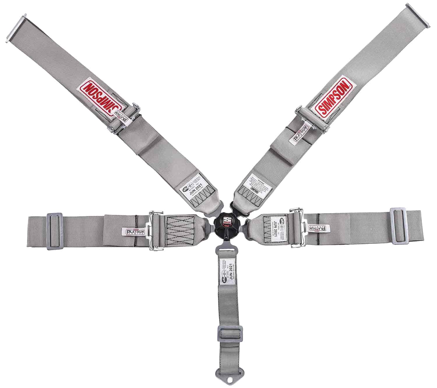 Rotary Camlock 5-Point Individual Harness 55" Lap Belt Pull-Down Lap Belt Adjusters