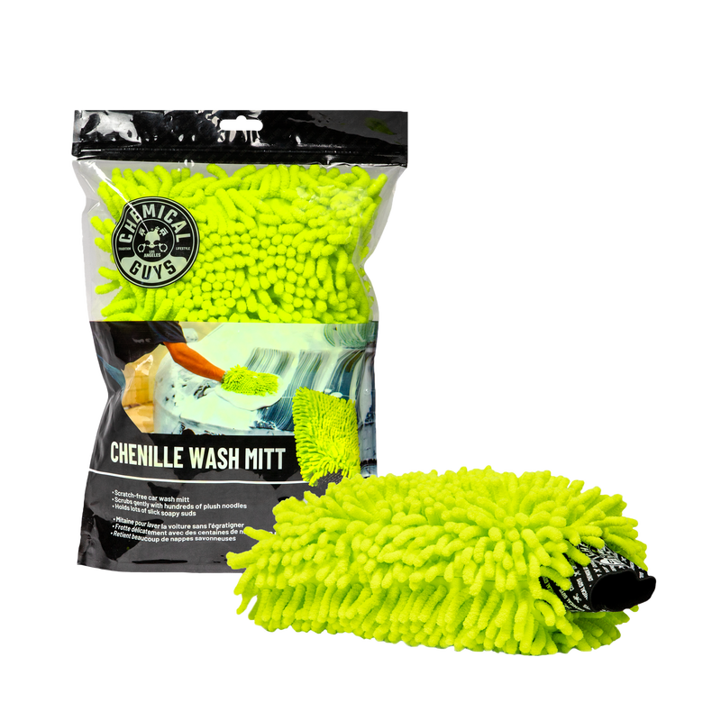 Chenille Microfiber Premium Scratch-Free Wash Mitt Lime Green