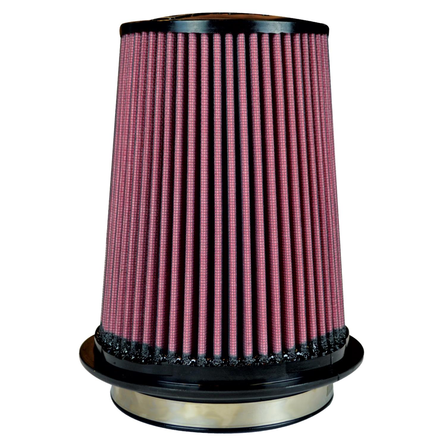 8-Layer Oiled Cotton Gauze Air Filter, 5.00 in. Flange ID, 7 in. Twist Lock Base, 7.90 in. Media Height, 5 in. Top