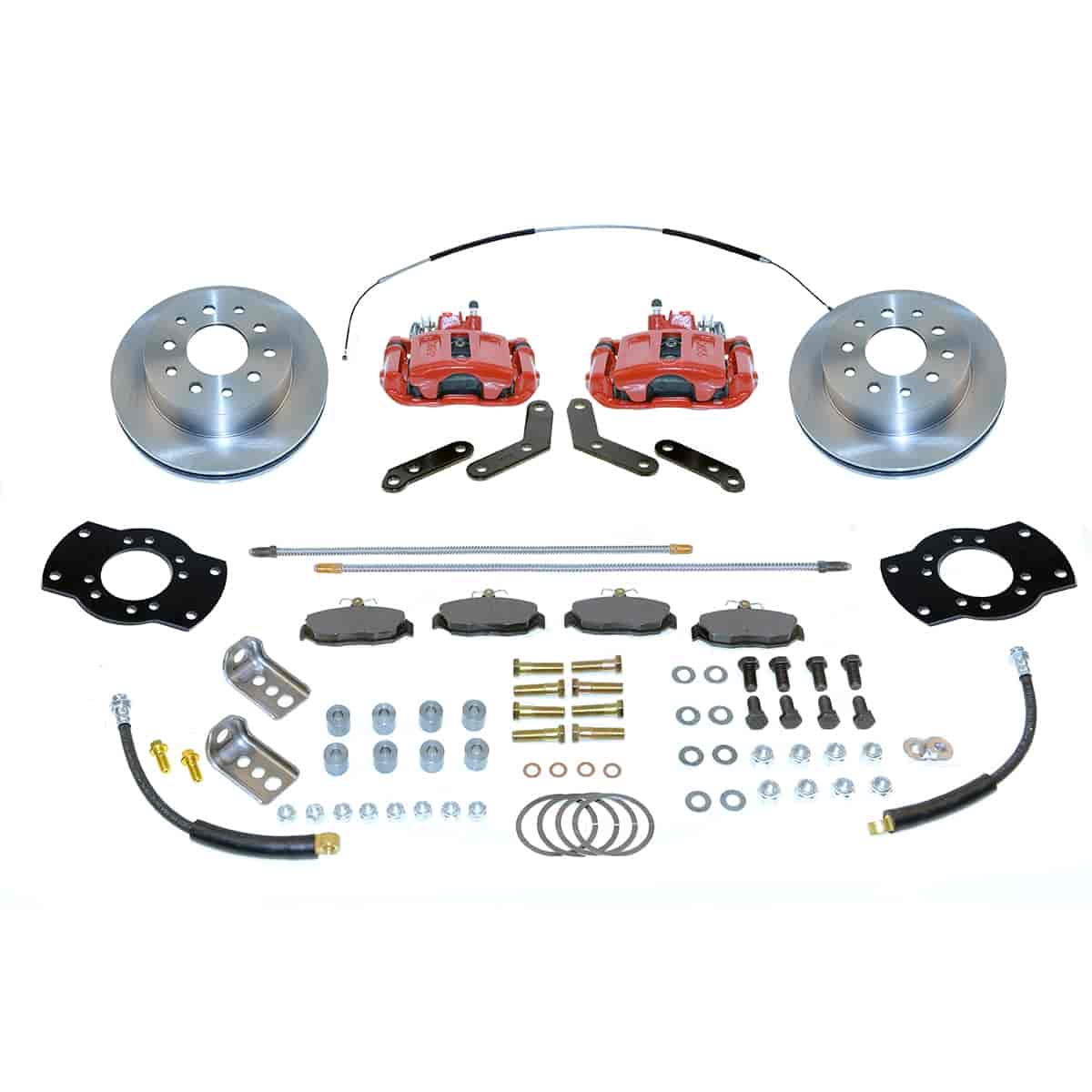 Drum To Disc Brake Conversion Kit Red Calipers Rear w/10.5 in. Rotors