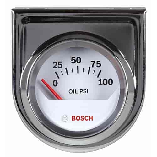 Electrical Oil Pressure Gauge 2" White Dial Face 60° dial sweep
