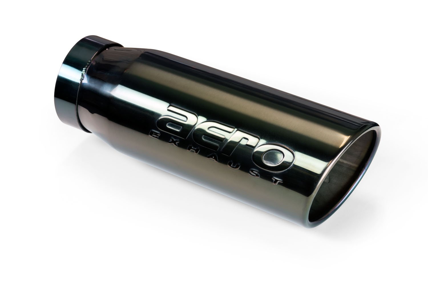 Universal Exhaust Tip, Inlet/Outlet: 4 in./5 in., Angle Cut End [Black Chrome Finish]