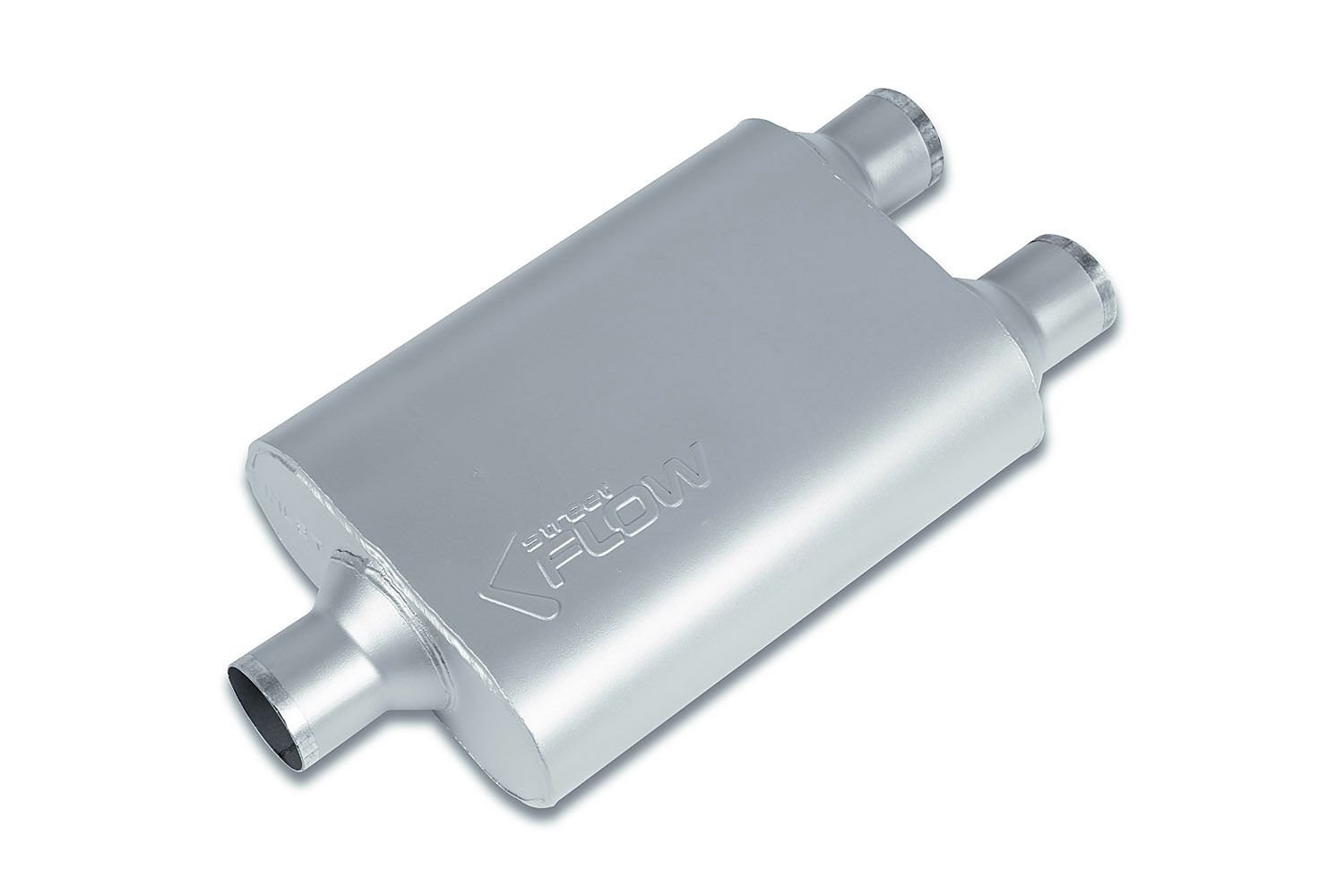 Street-Series Street Flow Muffler, 2-Chamber Inlet/Outlet: 2.250 in., Center In/Dual Out [Satin Finish]