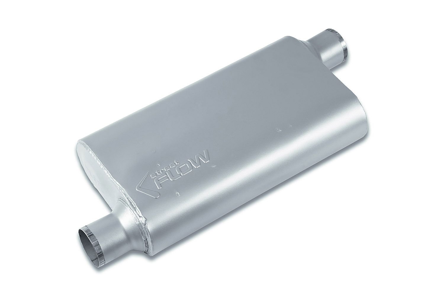 Street-Series Street Flow Muffler, 3-Chamber Inlet/Outlet: 2.500 in. Offset In/Offset Out [Satin Finish]